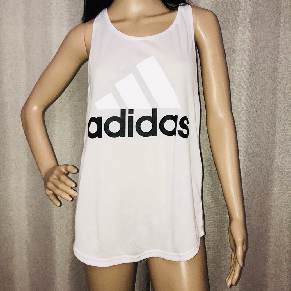Adidas essential white tank top size small